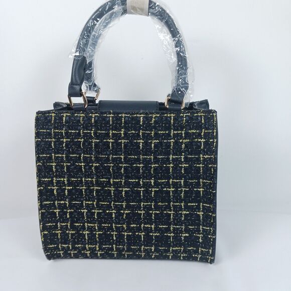 Badgley Mischka The Tara Tweed Satchel Square Handbag New - Picture 4 of 13